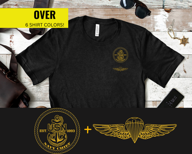 Navy Chief Parachute Jumper (PJ) Qualification T-Shirt - Gold Collection